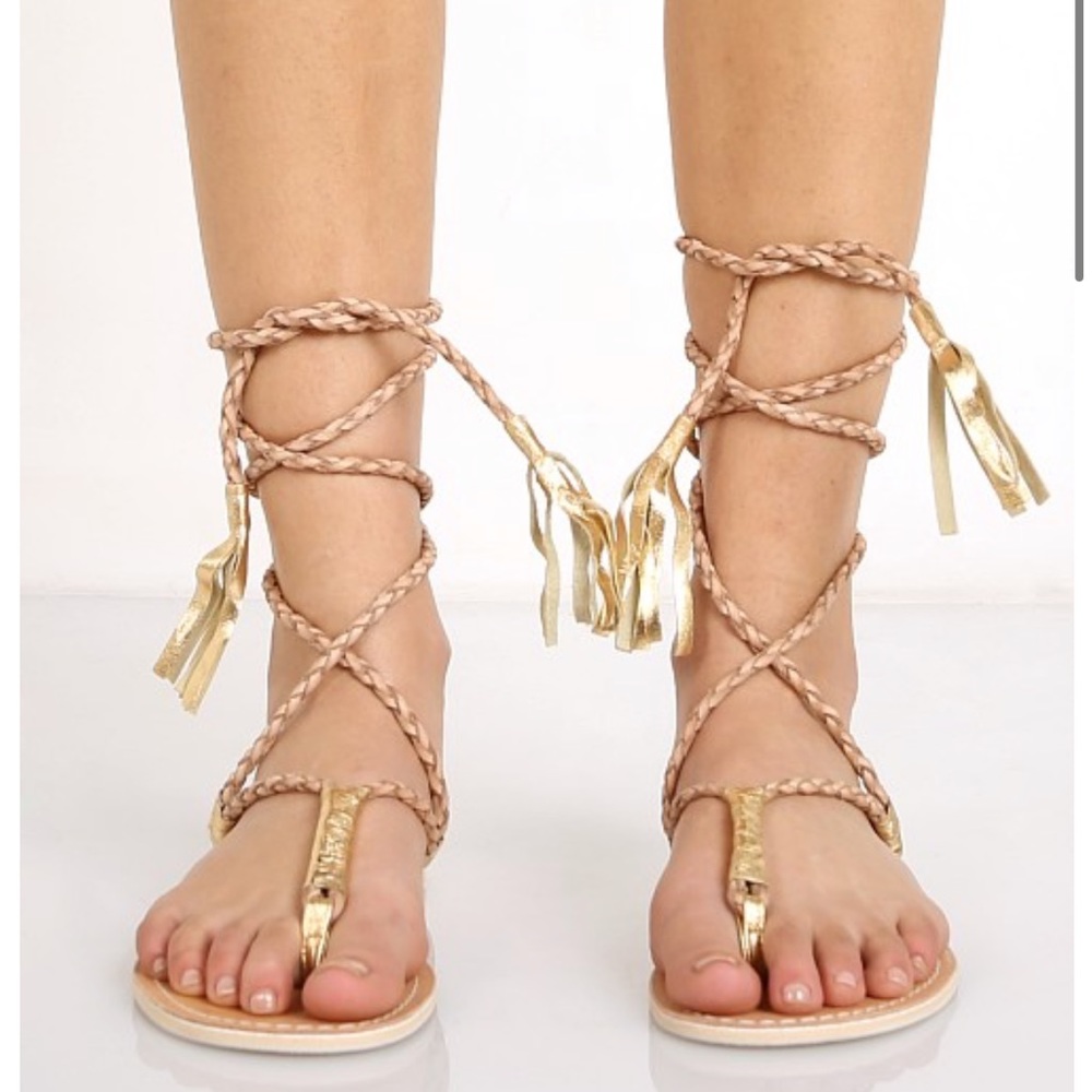 Cocobelle L Space Gili Ankle Wrap Braid Sandals Sand